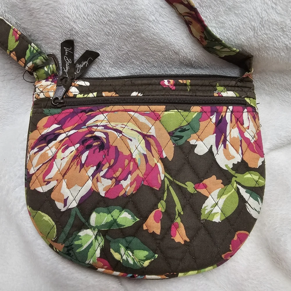 Vera Bradley English Rose Winter 2012  Brown Floral Lizzy Hipster Crossbody Bag